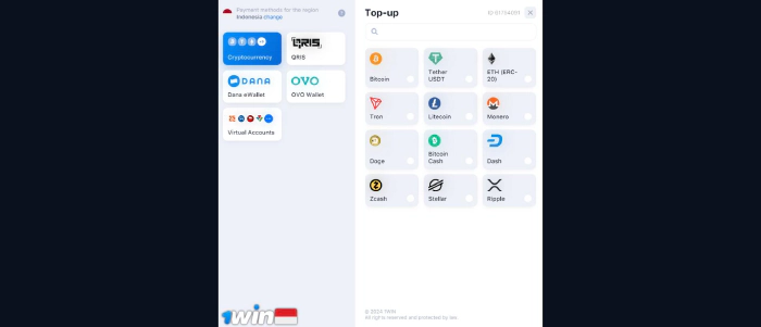 1win withdrawal methods including QRIS and DANA payment options