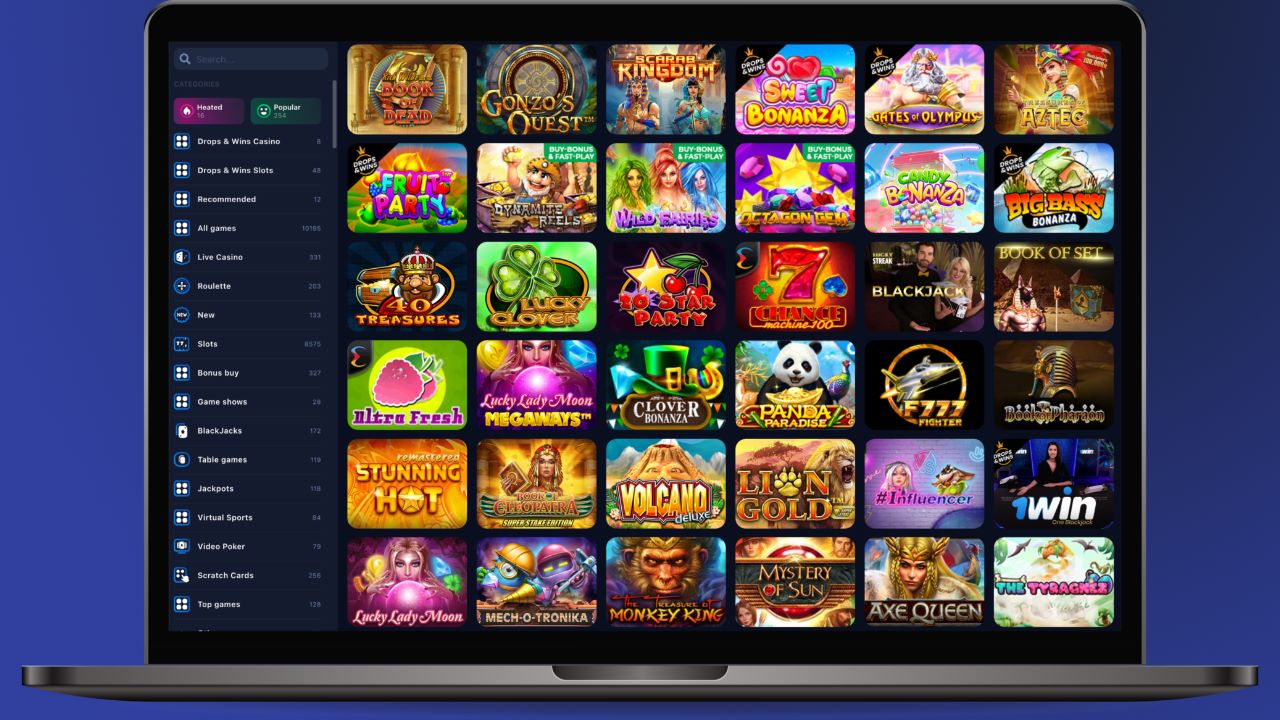 Variety of 1win games on the Platform