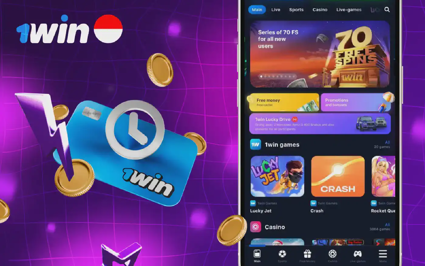 1win Online Games app for Indonesian gamblers