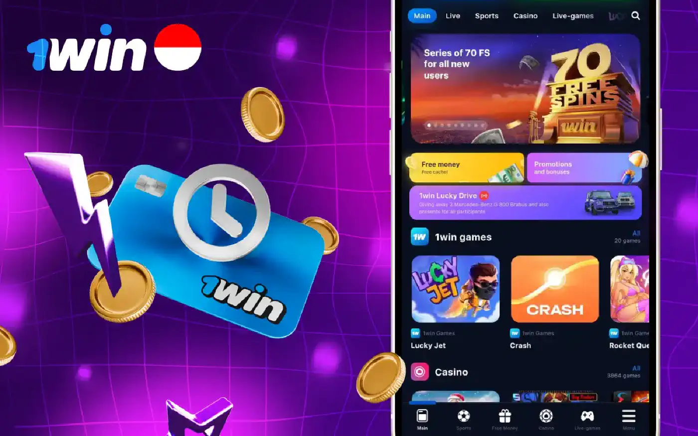 1win Online Games app for Indonesian gamblers