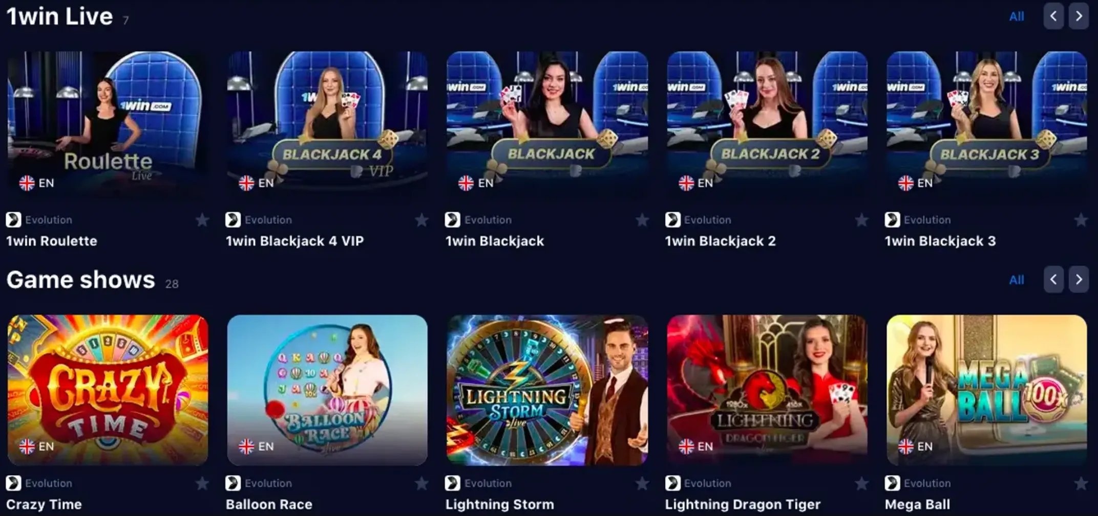 1win live dealer games in Indonesia