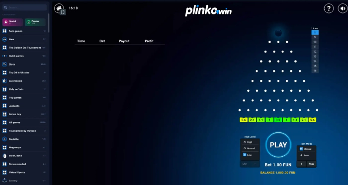 1win Plinko gameplay in Indonesia