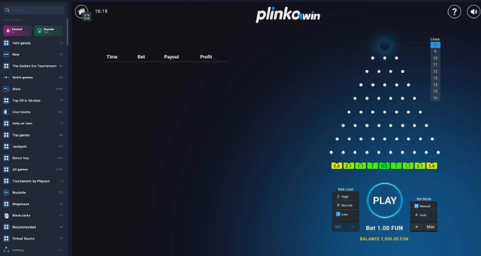 1win Plinko gameplay in Indonesia