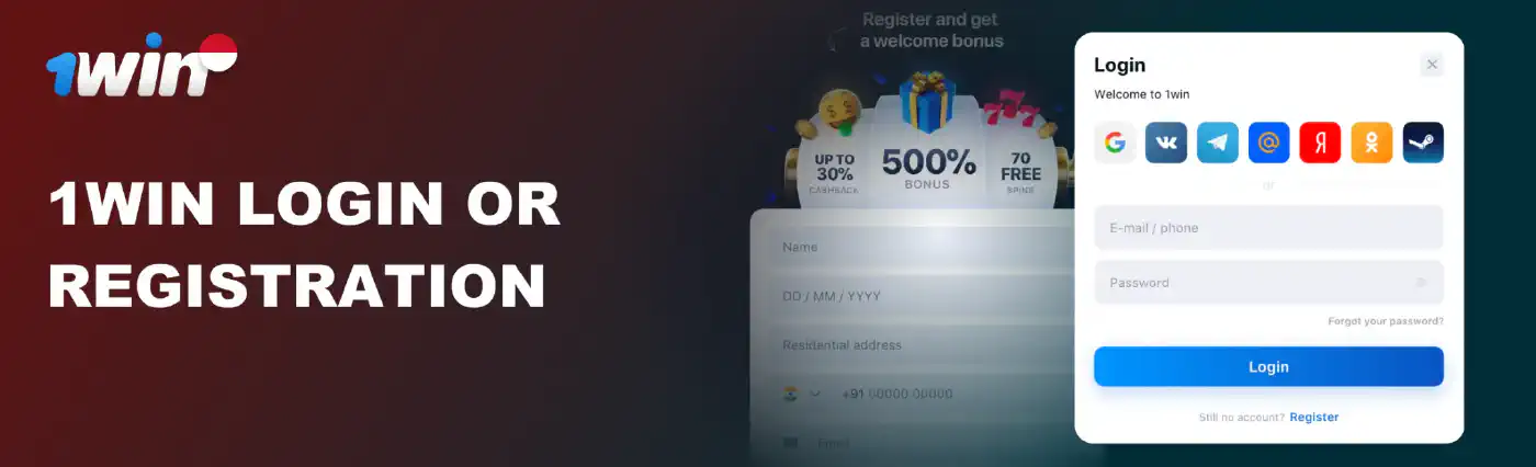 1win login and registration in Indonesia
